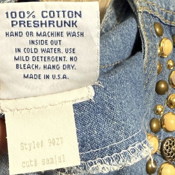 Bingo Bingo Top Women 14 Denim Western Retro Vintage Embellished Beaded 90s USA - Picture 9 of 9